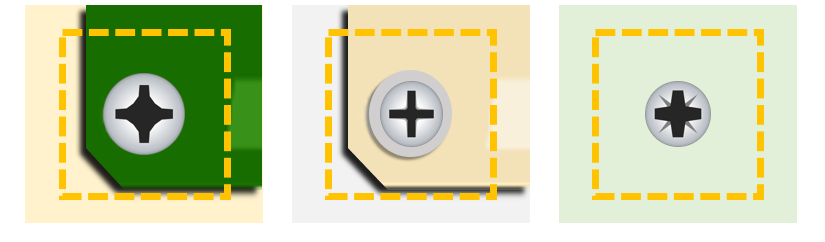 ネジの箇所よりも少し広く領域を指定している図